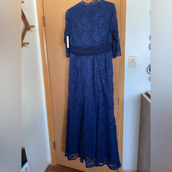 Kiyonna Navy Blue Screen Siren Lace Evening Gown - Picture 3 of 14